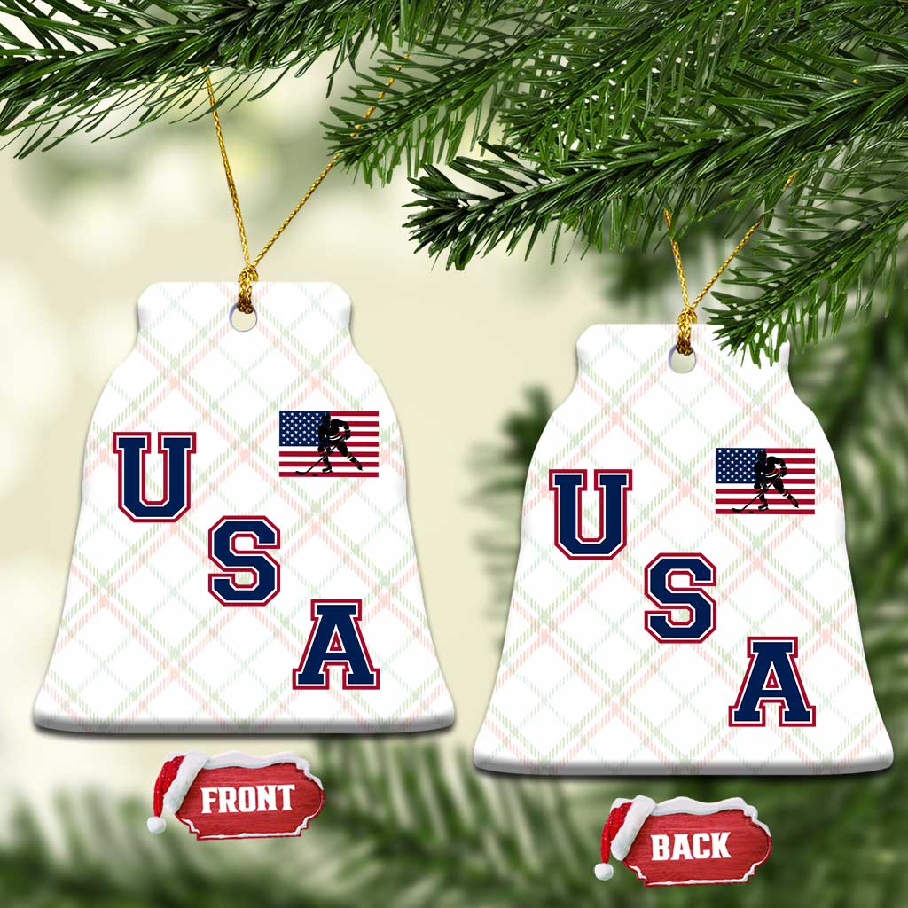 USA Flag Hockey Ceramic Ornament Patriotic Ice Hockey Team Fan Vintage Throwback TS02 Print Your Wear