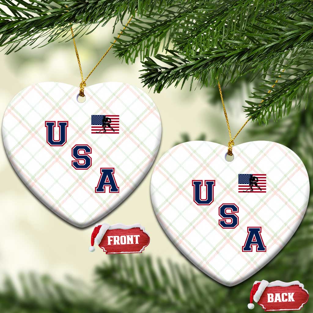 USA Flag Hockey Ceramic Ornament Patriotic Ice Hockey Team Fan Vintage Throwback TS02 Print Your Wear