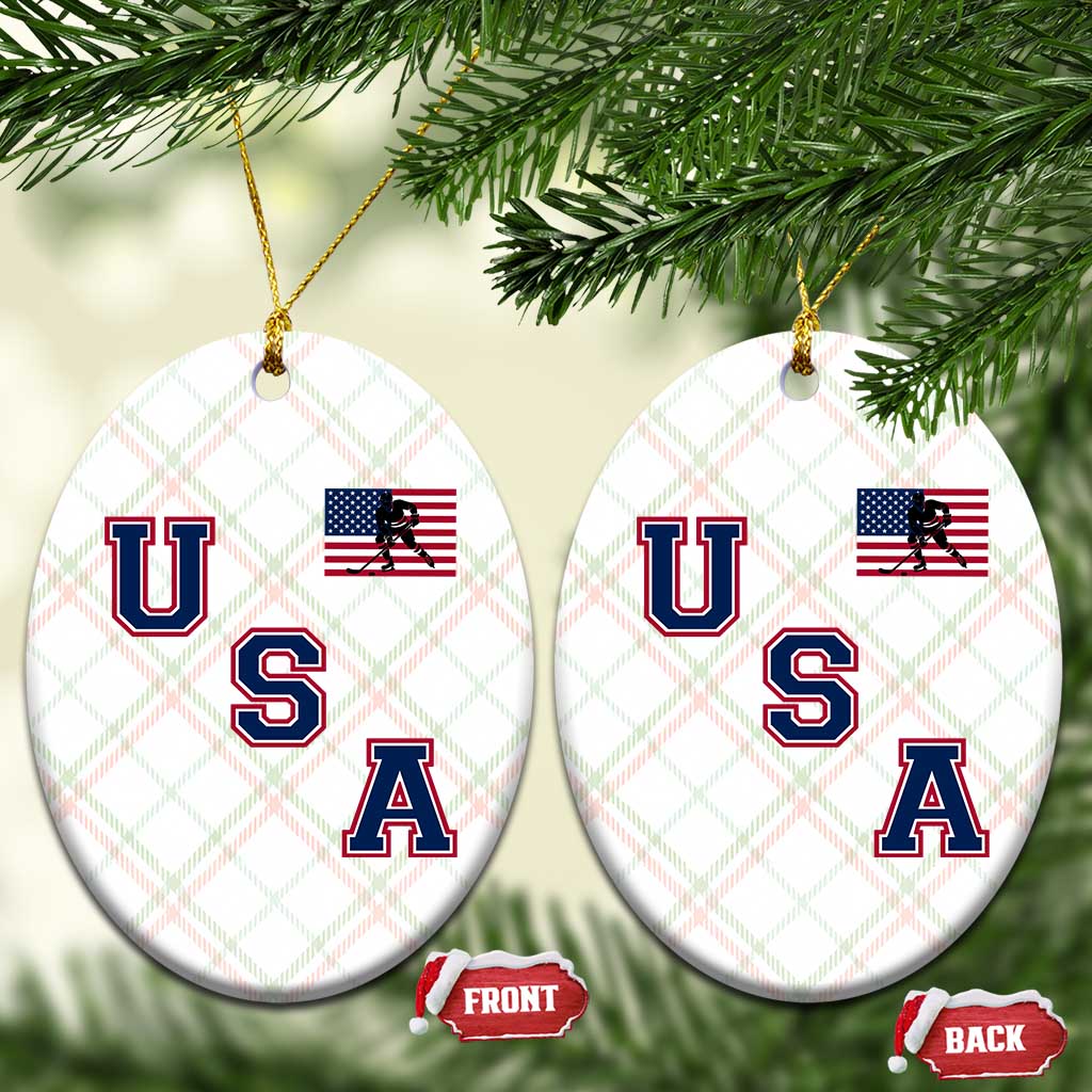 USA Flag Hockey Ceramic Ornament Patriotic Ice Hockey Team Fan Vintage Throwback TS02 Print Your Wear