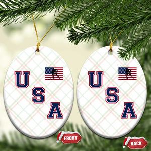 USA Flag Hockey Ceramic Ornament Patriotic Ice Hockey Team Fan Vintage Throwback TS02 Print Your Wear