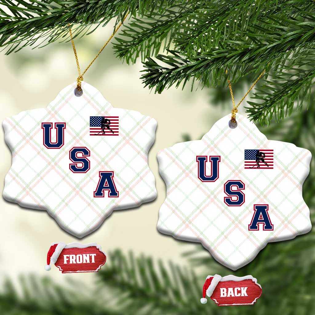 USA Flag Hockey Ceramic Ornament Patriotic Ice Hockey Team Fan Vintage Throwback TS02 Print Your Wear