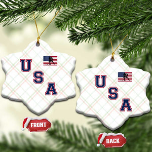 USA Flag Hockey Ceramic Ornament Patriotic Ice Hockey Team Fan Vintage Throwback TS02 Print Your Wear
