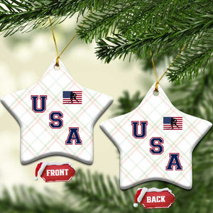 USA Flag Hockey Ceramic Ornament Patriotic Ice Hockey Team Fan Vintage Throwback TS02 Print Your Wear