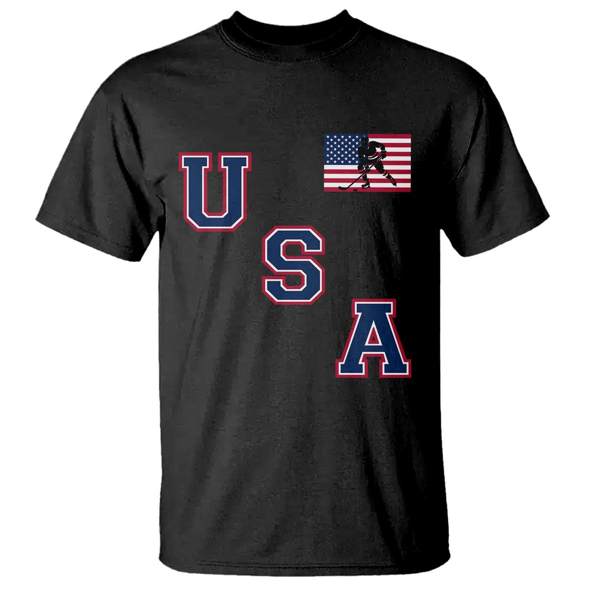 USA Flag Hockey T Shirt Patriotic Ice Hockey Team Fan Vintage Throwback TS02 Black Print Your Wear
