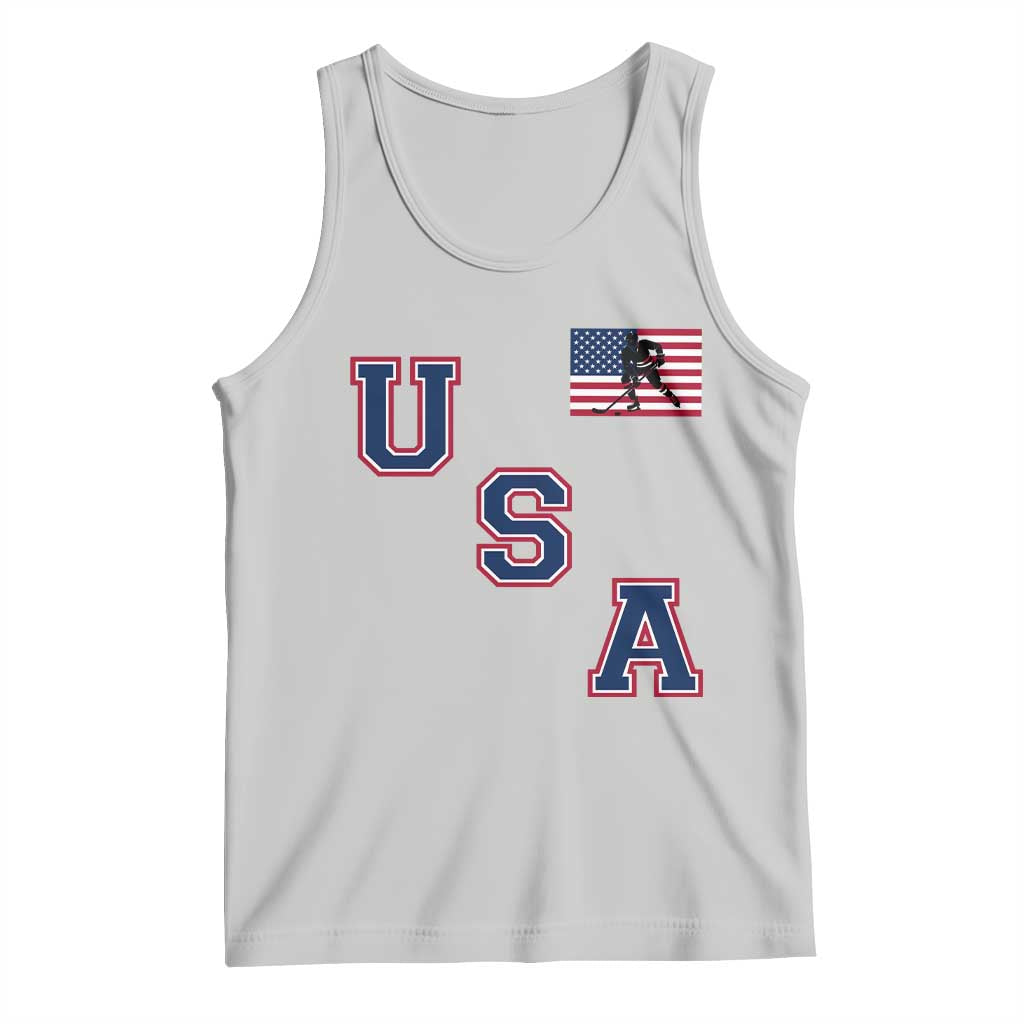 USA Flag Hockey Tank Top Patriotic Ice Hockey Team Fan Vintage Throwback TS02 Ash Print Your Wear