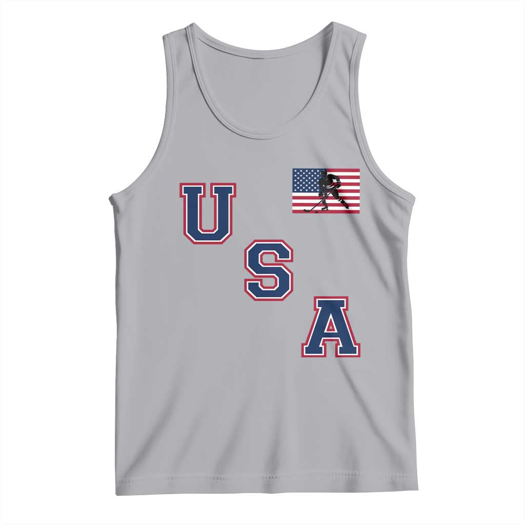USA Flag Hockey Tank Top Patriotic Ice Hockey Team Fan Vintage Throwback TS02 Athletic Heather Print Your Wear