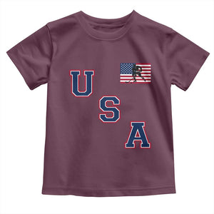 USA Flag Hockey Toddler T Shirt - Patriotic Ice Hockey Team Fan Vintage Throwback Kids Tee TS02 Maroon Print Your Wear