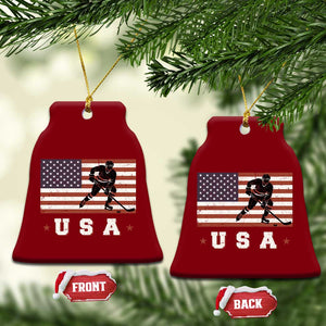 USA Flag Hockey Ceramic Ornament Patriotic Ice Hockey Player Retro Vintage TS02 Print Your Wear