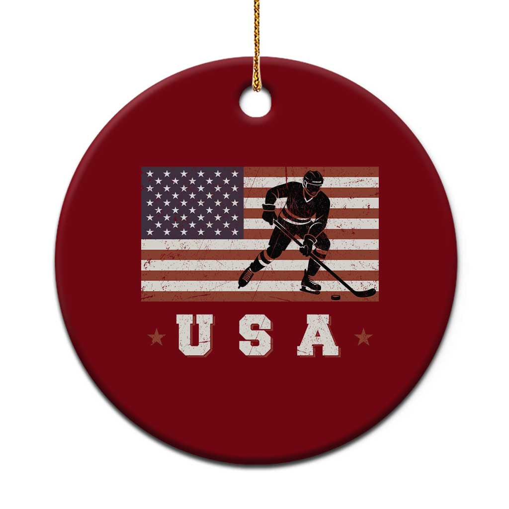 USA Flag Hockey Ceramic Ornament Patriotic Ice Hockey Player Retro Vintage TS02 1pc Red Print Your Wear
