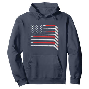 USA Flag Hockey Hoodie Patriotic Hockey Stick American Flags TS02 Navy Print Your Wear