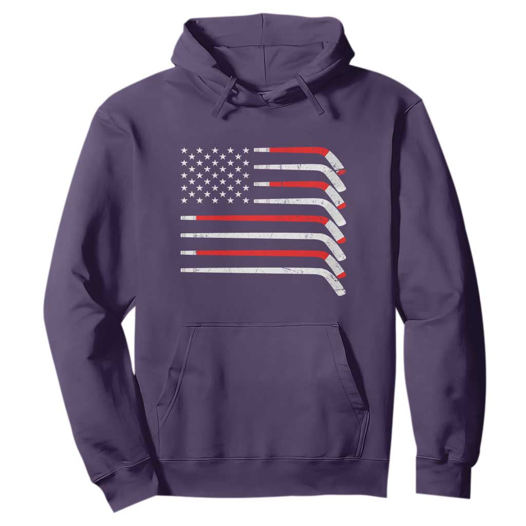 USA Flag Hockey Hoodie Patriotic Hockey Stick American Flags TS02 Purple Print Your Wear