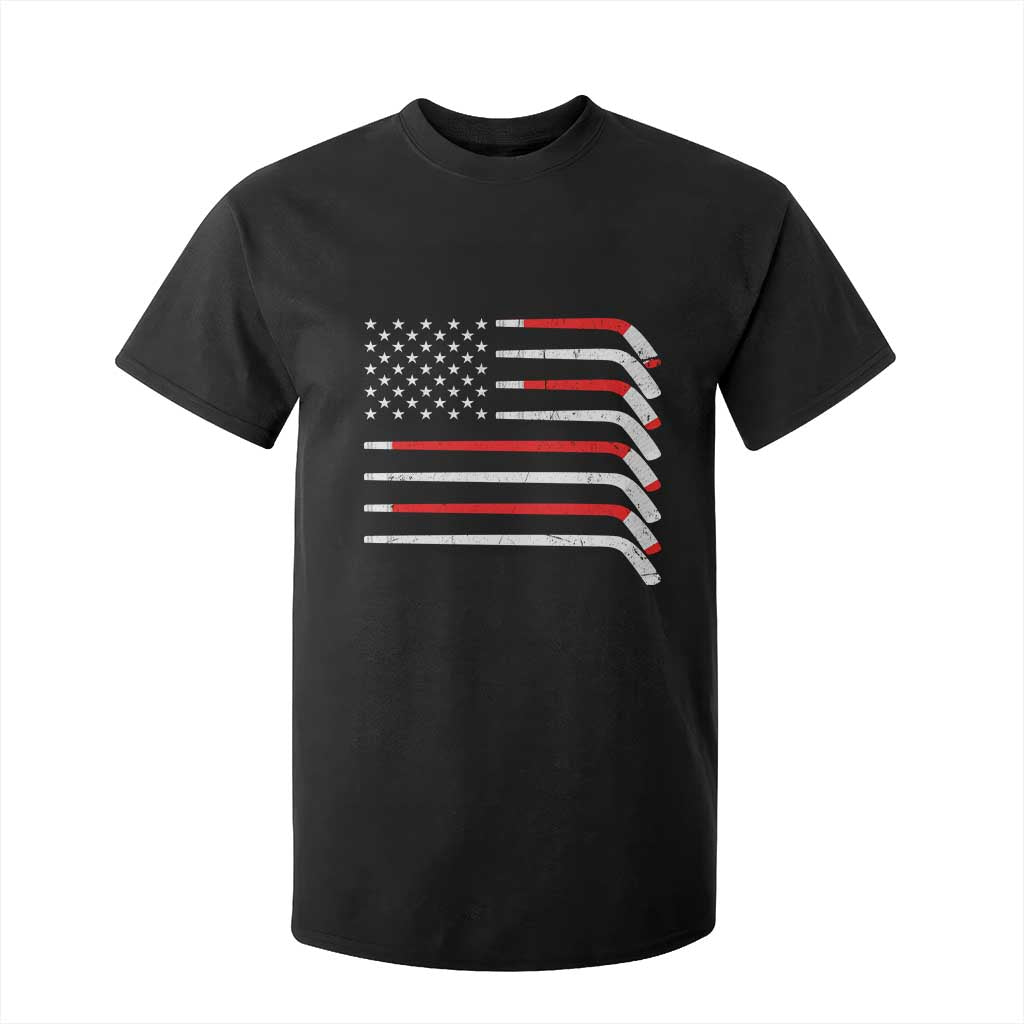 USA Flag Hockey T Shirt For Kid Patriotic Hockey Stick American Flags TS02 Black Print Your Wear