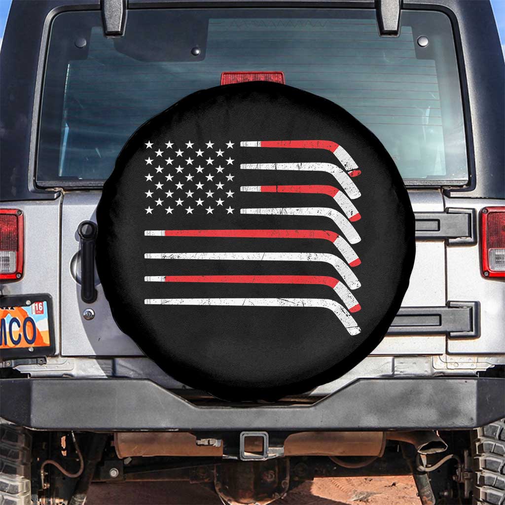USA Flag Hockey Spare Tire Cover Patriotic Hockey Stick American Flags TS02 No hole Black Print Your Wear