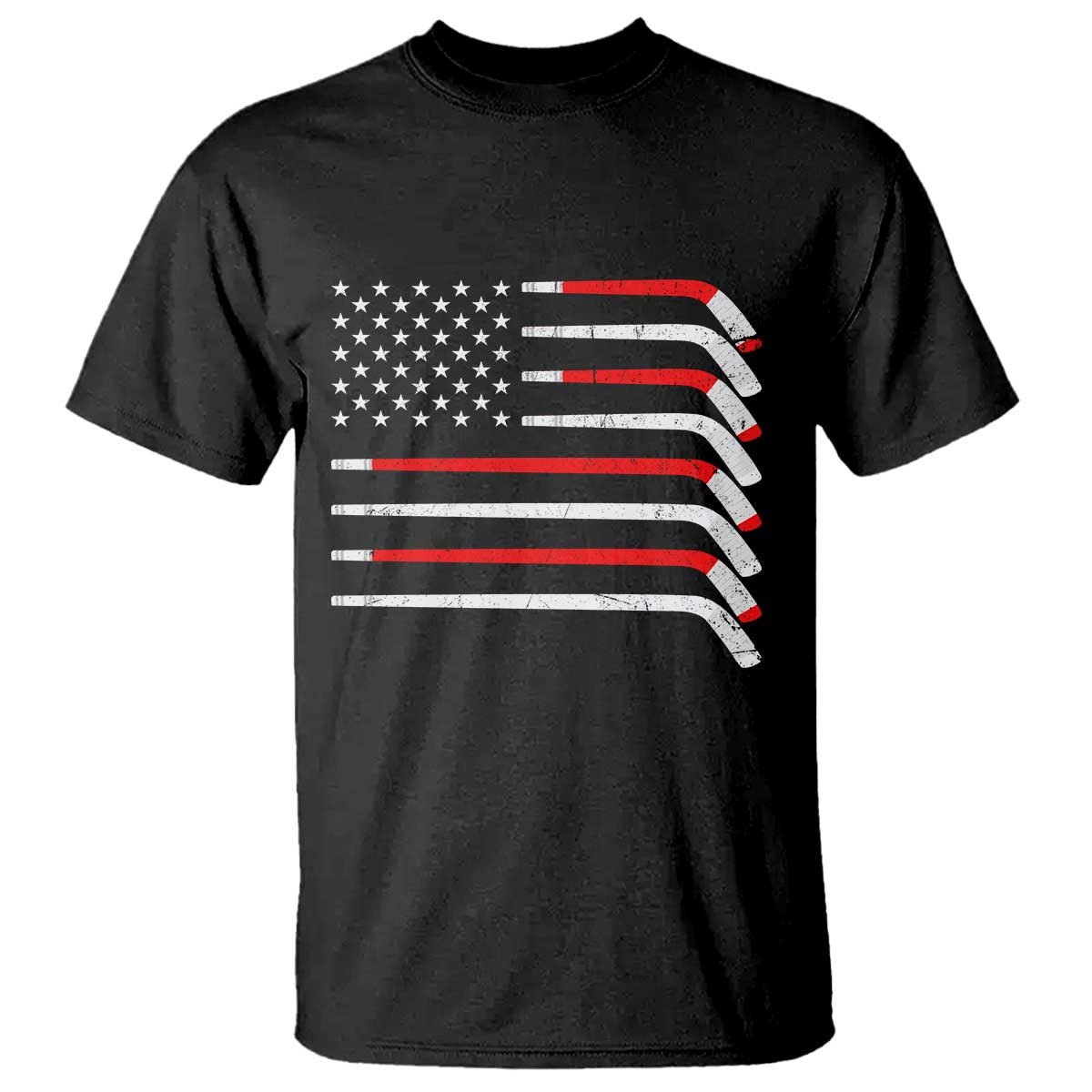 USA Flag Hockey T Shirt Patriotic Hockey Stick American Flags TS02 Black Print Your Wear