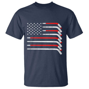 USA Flag Hockey T Shirt - Patriotic Hockey Stick American Flag Pride Tee TS02 Navy Print Your Wear