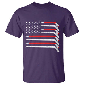 USA Flag Hockey T Shirt - Patriotic Hockey Stick American Flag Pride Tee TS02 Purple Print Your Wear