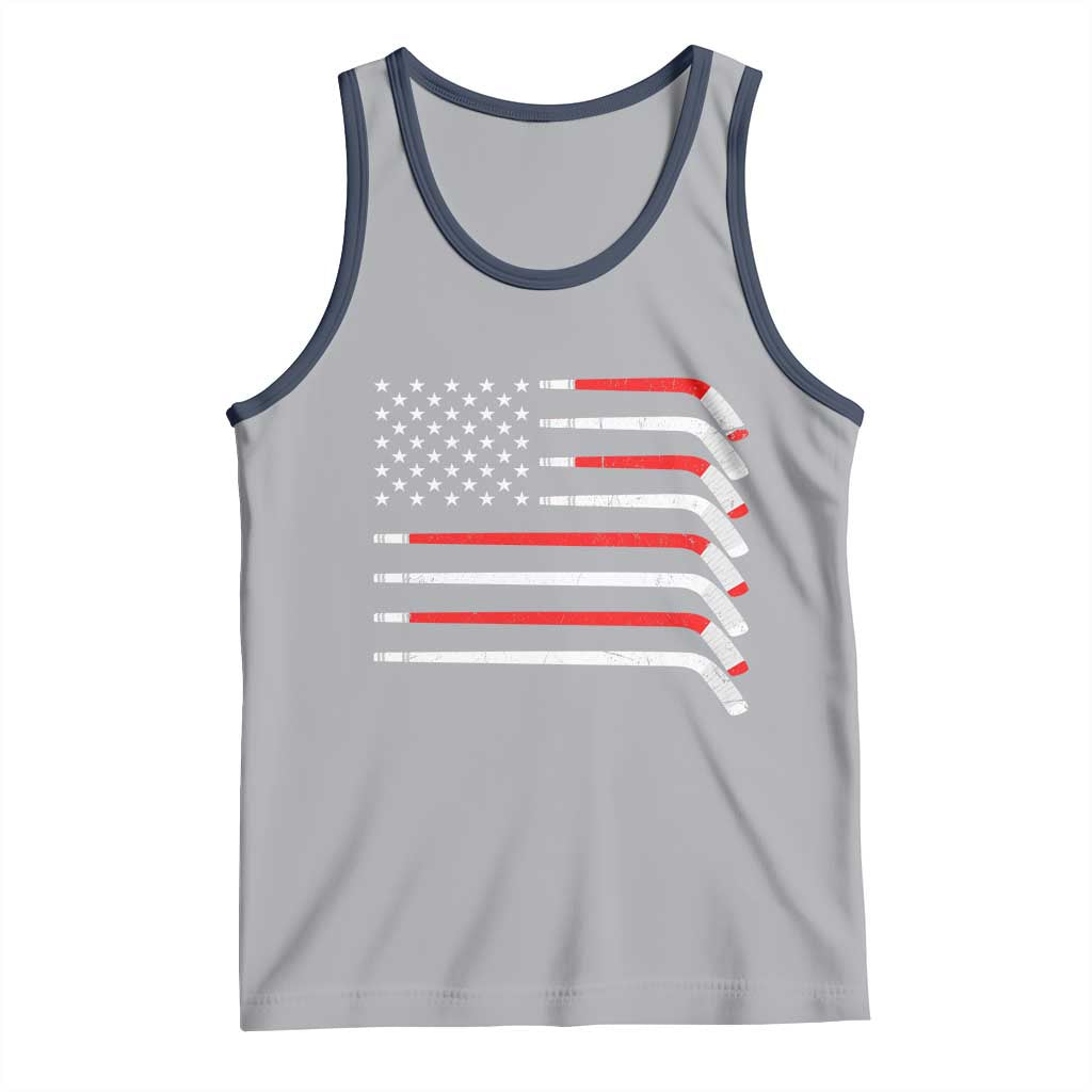USA Flag Hockey Tank Top Patriotic Hockey Stick American Flags TS02 Athletic Heather Navy Print Your Wear