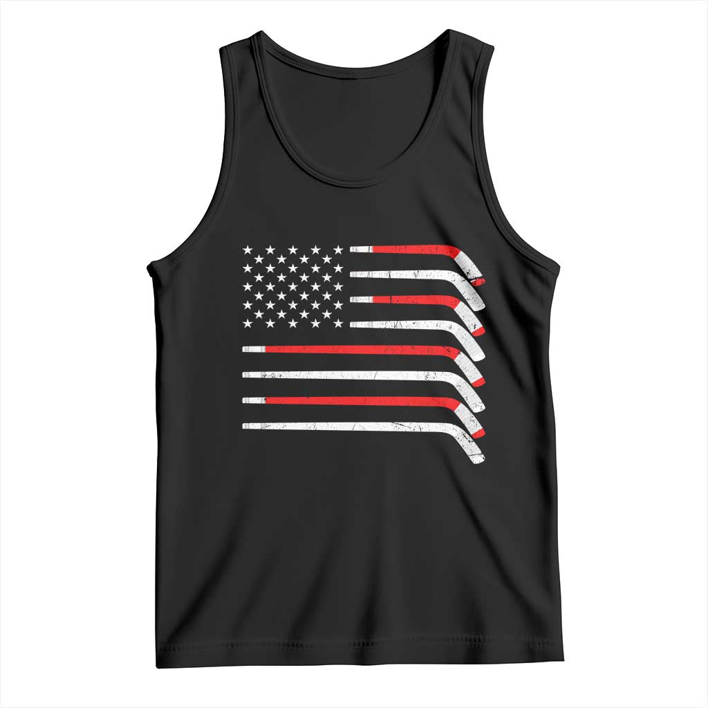 USA Flag Hockey Tank Top Patriotic Hockey Stick American Flags TS02 Black Print Your Wear