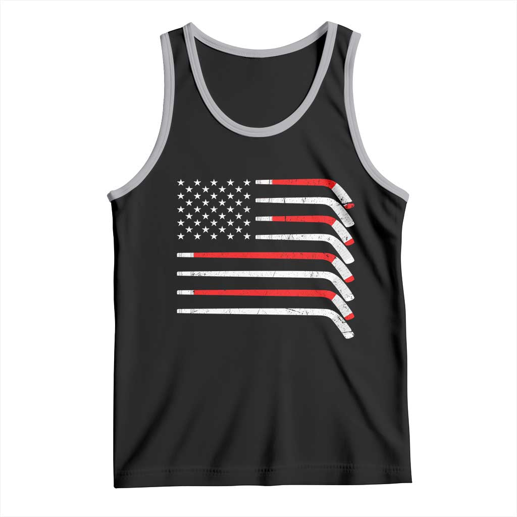 USA Flag Hockey Tank Top Patriotic Hockey Stick American Flags TS02 Black Athletic Heather Print Your Wear