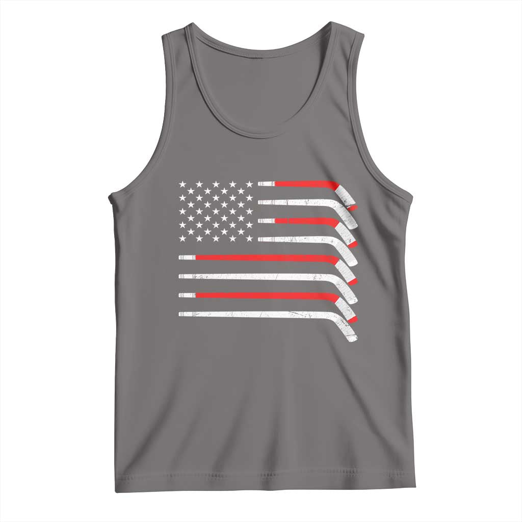 USA Flag Hockey Tank Top Patriotic Hockey Stick American Flags TS02 Deep Heather Print Your Wear