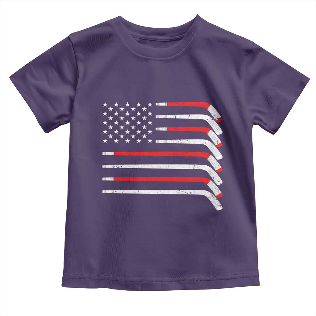 USA Flag Hockey Toddler T Shirt Patriotic Hockey Stick American Flags TS02 Purple Print Your Wear