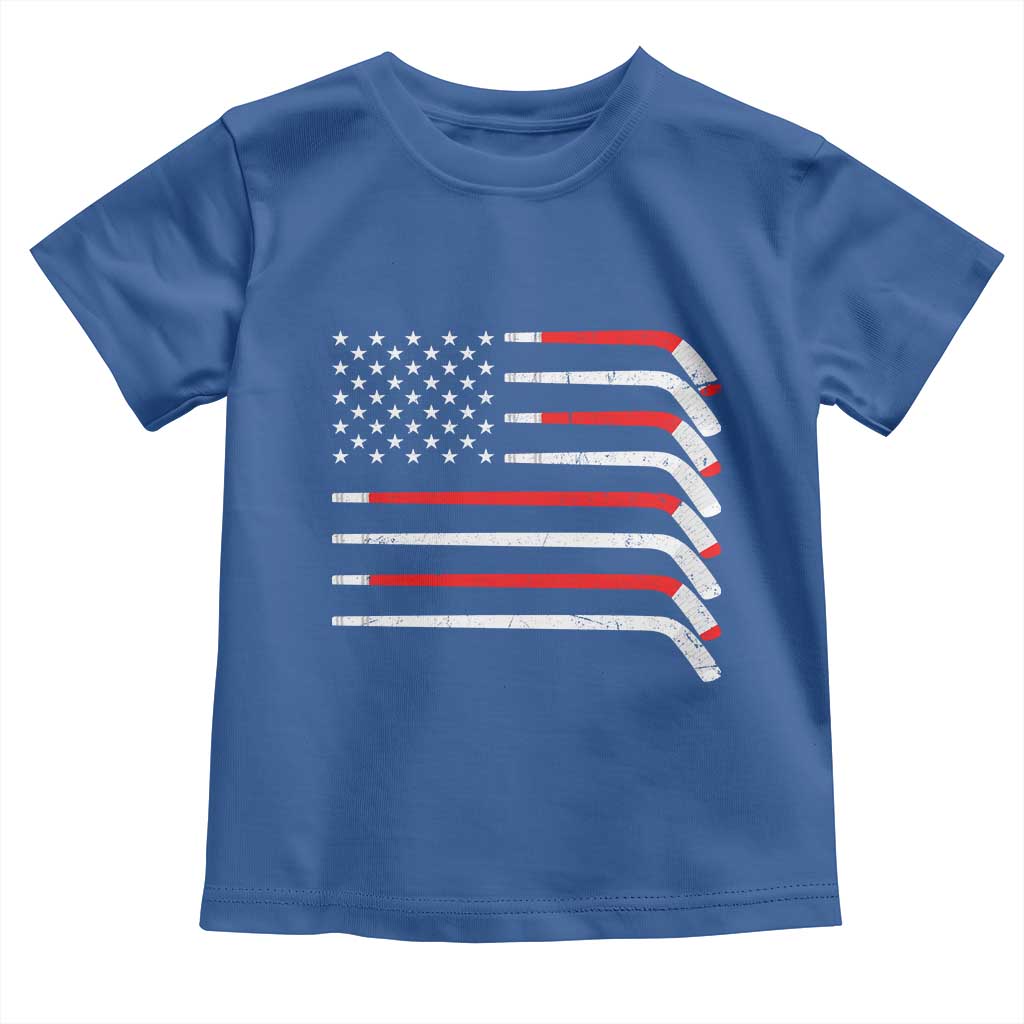 USA Flag Hockey Toddler T Shirt Patriotic Hockey Stick American Flags TS02 Royal Blue Print Your Wear