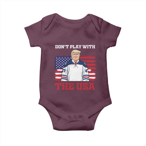 USA Flag Hockey Trump Baby Onesie Don't Play With The USA TS02 Maroon Print Your Wear