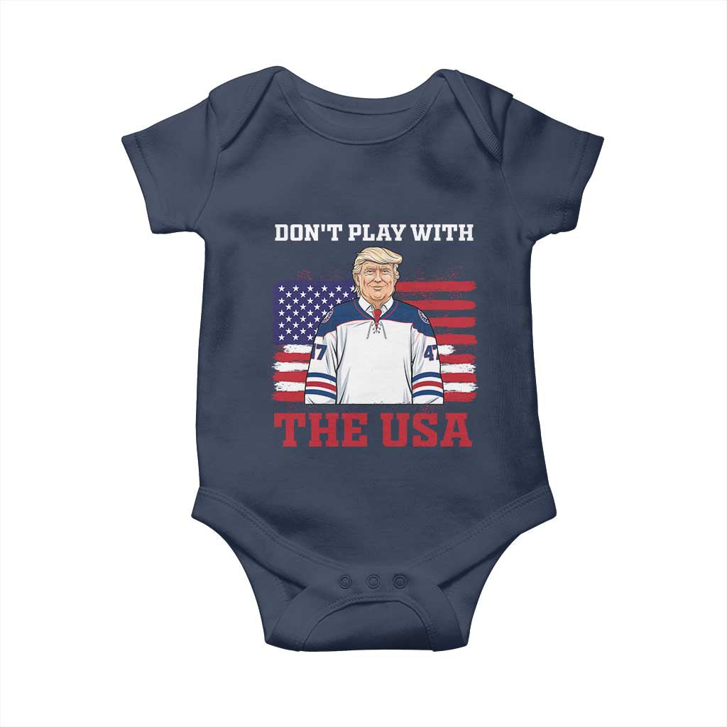 USA Flag Hockey Trump Baby Onesie Don't Play With The USA TS02 Navy Print Your Wear