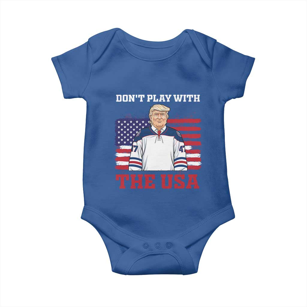 USA Flag Hockey Trump Baby Onesie Don't Play With The USA TS02 Royal Blue Print Your Wear