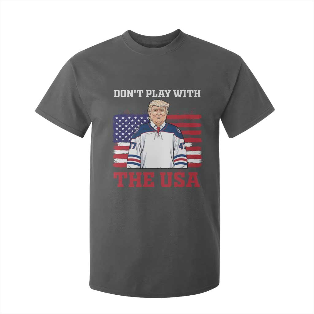 USA Flag Hockey Trump T Shirt For Kid Don't Play With The USA TS02 Dark Heather Print Your Wear