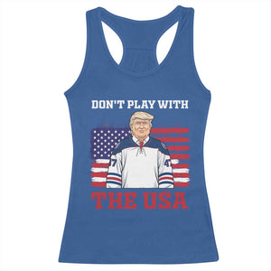 USA Flag Hockey Trump Racerback Tank Top Don't Play With The USA TS02 Royal Blue Print Your Wear