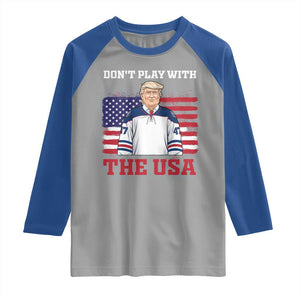 USA Flag Hockey Trump Raglan Shirt Don't Play With The USA TS02 Sport Gray Royal Print Your Wear