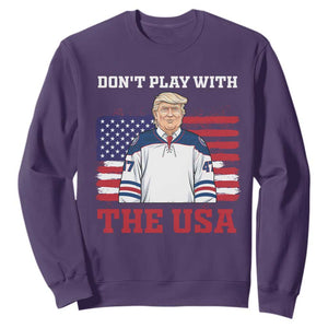 USA Flag Hockey Trump Sweatshirt Don't Play With The USA TS02 Purple Print Your Wear