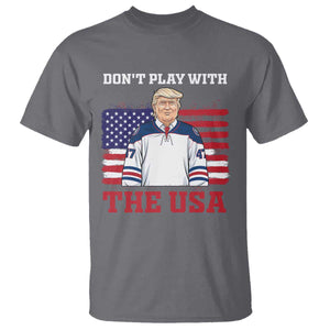 USA Flag Hockey Trump T Shirt Don't Play With The USA TS02 Charcoal Print Your Wear