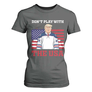 USA Flag Hockey Trump T Shirt For Women Don't Play With The USA TS02 Dark Heather Print Your Wear