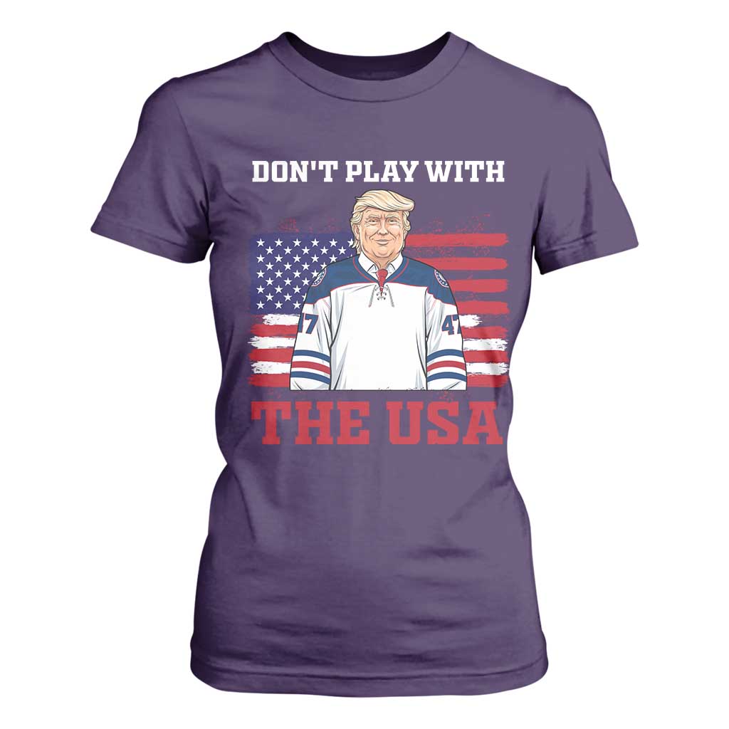 USA Flag Hockey Trump T Shirt For Women Don't Play With The USA TS02 Purple Print Your Wear