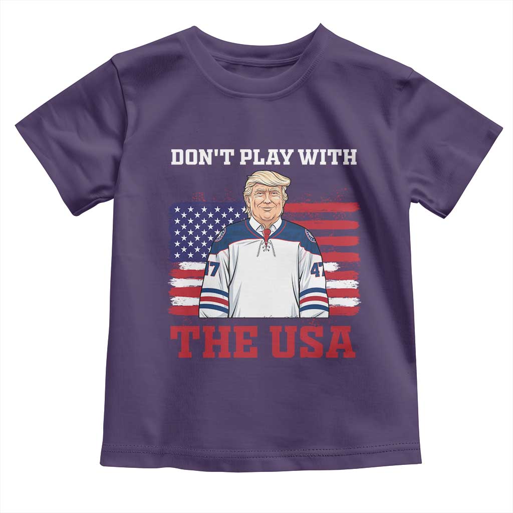 USA Flag Hockey Trump Toddler T Shirt Don't Play With The USA TS02 Purple Print Your Wear