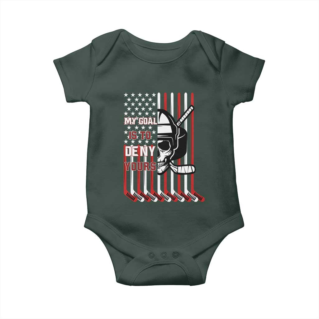 USA Flag Hockey Baby Onesie Skull Player My Goal Is To Deny Yours TS02 Print Your Wear