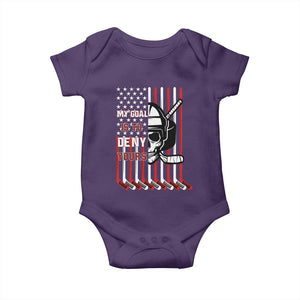 USA Flag Hockey Baby Onesie Skull Player My Goal Is To Deny Yours TS02 Purple Print Your Wear