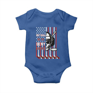 USA Flag Hockey Baby Onesie Skull Player My Goal Is To Deny Yours TS02 Royal Blue Print Your Wear