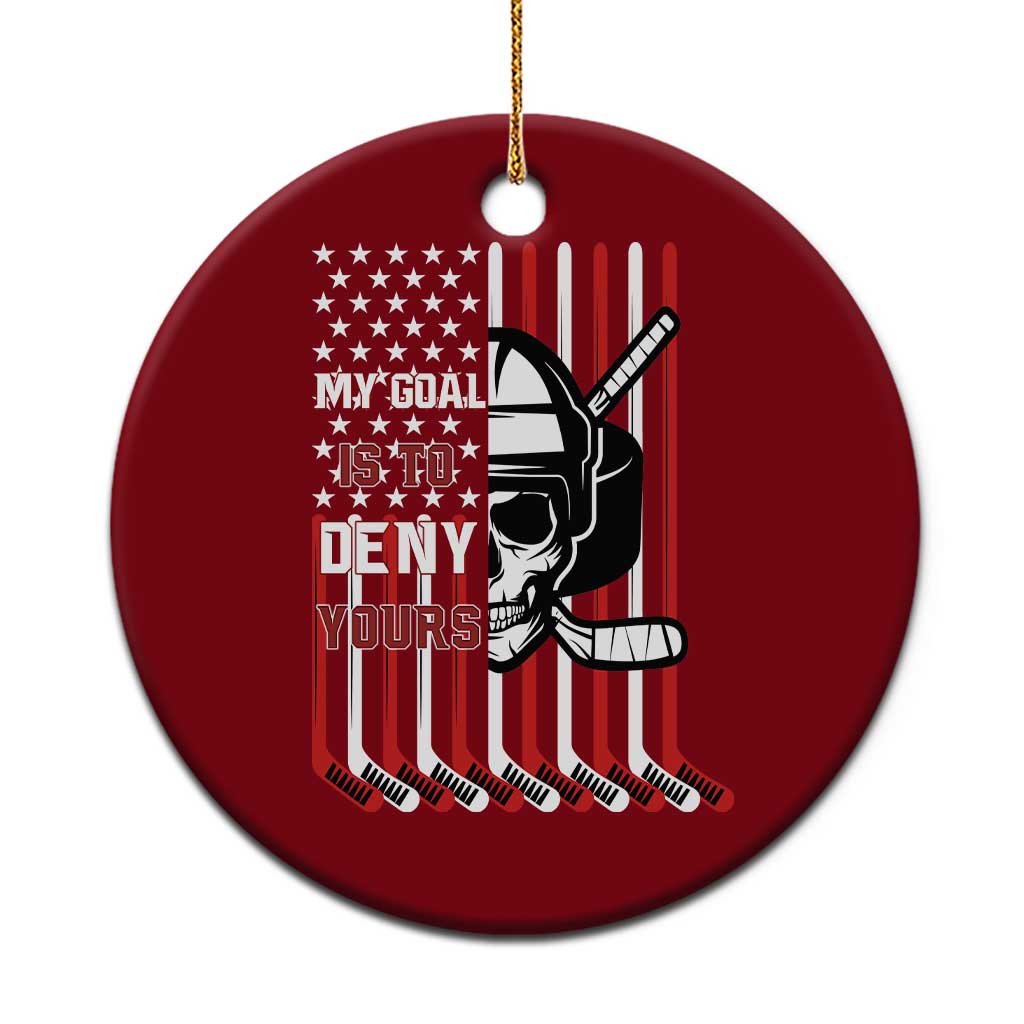 USA Flag Hockey Ceramic Ornament Skull Player My Goal Is To Deny Yours TS02 1pc Red Print Your Wear