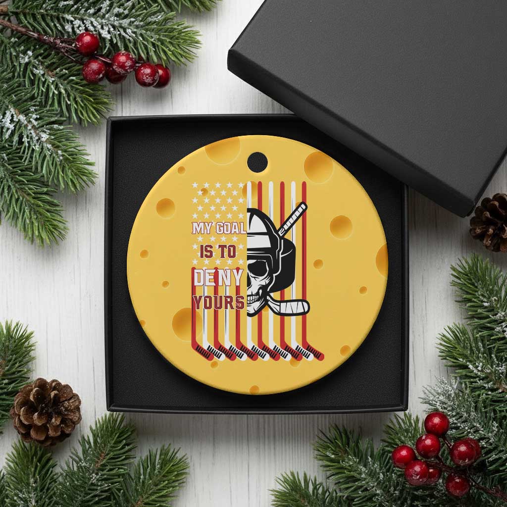 USA Flag Hockey Ceramic Ornament Skull Player My Goal Is To Deny Yours TS02 1pc Yellow Cheese Print Your Wear