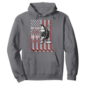 USA Flag Hockey Hoodie Skull Player My Goal Is To Deny Yours TS02 Charcoal Print Your Wear