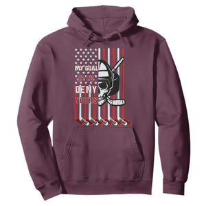 USA Flag Hockey Hoodie Skull Player My Goal Is To Deny Yours TS02 Maroon Print Your Wear