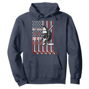 USA Flag Hockey Hoodie Skull Player My Goal Is To Deny Yours TS02 Navy Print Your Wear