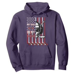USA Flag Hockey Hoodie Skull Player My Goal Is To Deny Yours TS02 Purple Print Your Wear