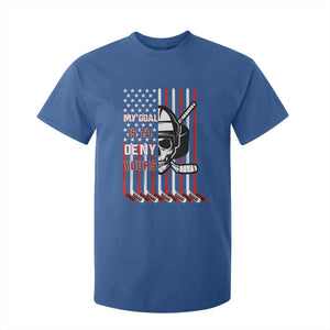 USA Flag Hockey T Shirt For Kid Skull Player My Goal Is To Deny Yours TS02 Royal Blue Print Your Wear