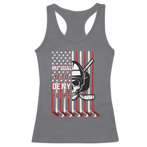 USA Flag Hockey Racerback Tank Top Skull Player My Goal Is To Deny Yours TS02 Charcoal Print Your Wear