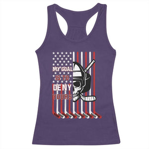 USA Flag Hockey Racerback Tank Top Skull Player My Goal Is To Deny Yours TS02 Purple Print Your Wear