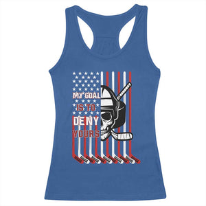 USA Flag Hockey Racerback Tank Top Skull Player My Goal Is To Deny Yours TS02 Royal Blue Print Your Wear
